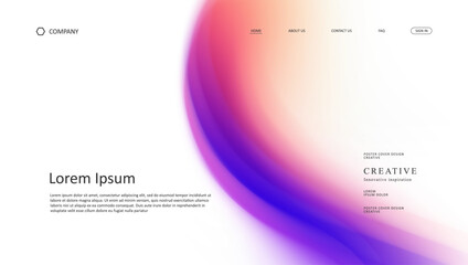 Abstract wave futuristic design of landing page. retro gradient mesh website design	