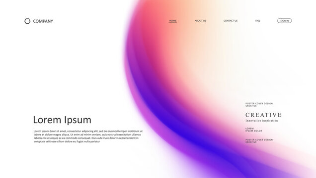 Abstract wave futuristic design of landing page. retro gradient mesh website design	