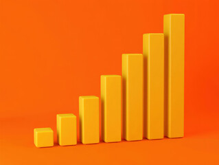 Ascending Heights A Visual Representation of Growth and Progress Through a Series of Yellow Bars on a Vibrant Orange Canvas Symbolizing Business Development and Success