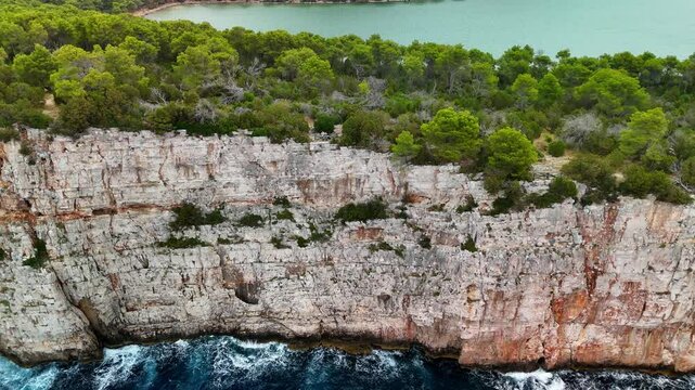 Incredible aerial drone footage over Tela&scaron;ćica Nature Park and the stunning Slano Jezero salt lake, capturing breathtaking coastal landscapes and pristine nature on the Adriatic coast of Croatia.	

