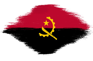 angola flag with paint strokes