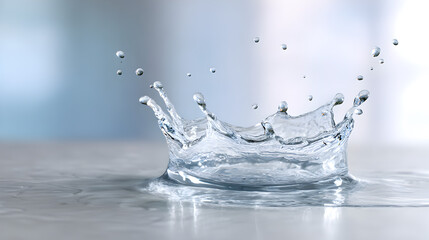 Water splash captured in high detail, showcasing droplets and ripples on a smooth surface, creating a dynamic and refreshing visual experience with vibrant clarity