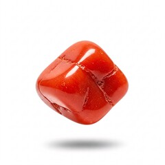Red coral polished to smoothness isolated on a white