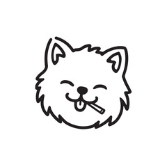 Funny black tribal vector animal faces of a wild cartoon cat, dog, wolf, tiger, and bear are cute Halloween monster illustrations