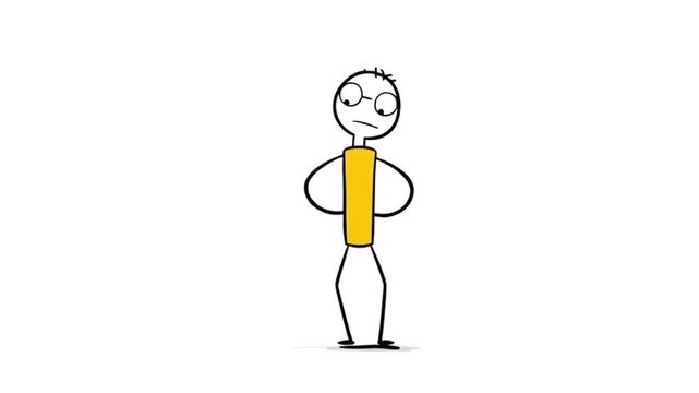 Bored Stick Figure Standing With Disinterest