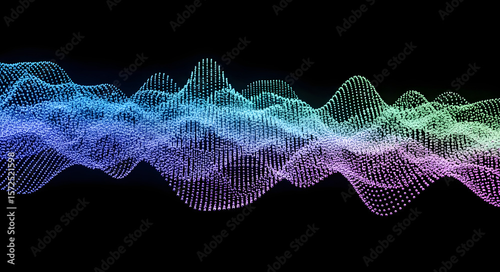 Fototapete Abstract Colorful Wave Particle Flow Dynamic Digital Art
