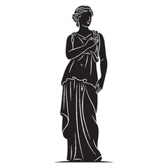 Fototapeta premium Simple Aphrodite digital black silhouette, designed for seamless integration into layouts – Aphrodite silhouette – Aphrodite Vector – Silhouette of Aphrodite – Greek goddess silhouette