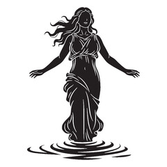 Vibrant Aphrodite digital black graphic, a high-quality asset for all digital creations – Aphrodite silhouette – Aphrodite Vector – Silhouette of Aphrodite – Greek goddess silhouette

