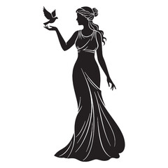Tempting Aphrodite digital black silhouette, rendered perfectly for clarity and appeal – Aphrodite silhouette – Aphrodite Vector – Silhouette of Aphrodite – Greek goddess silhouette

