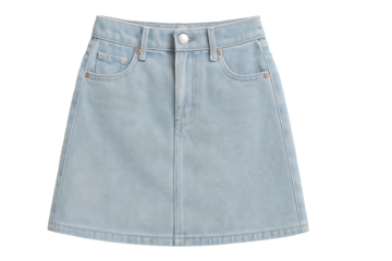 Light blue denim mini skirt isolated on transparent background