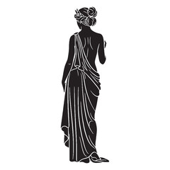 Recognizable Aphrodite digital black vector, representing the goddess of beauty's unforgettable appearance – Aphrodite silhouette – Aphrodite Vector – Silhouette of Aphrodite – Greek goddess vector

