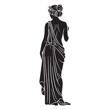 Recognizable Aphrodite digital black vector, representing the goddess of beauty's unforgettable appearance &ndash; Aphrodite silhouette &ndash; Aphrodite Vector &ndash; Silhouette of Aphrodite &ndash; Greek goddess vector

