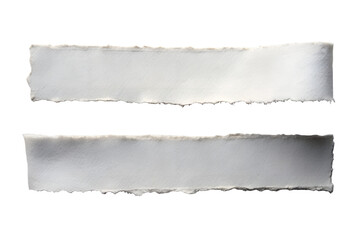 Fototapeta premium Two torn paper strips with rough edges are isolated on a transparent background, creating a textured effect