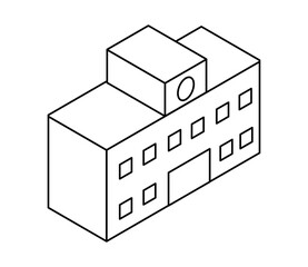 シンプルな学校のアイソメイラスト　ベクター
