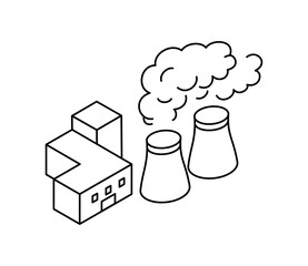 シンプルな原子力発電所のアイソメイラスト　ベクター
