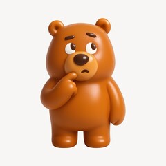 Obraz premium Cute thoughtful cartoon bear