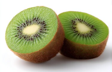 Fototapeta premium Fresh Green Kiwi Fruit Halves on Surface