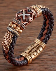 Masculine wristband with gold silver mix high resolution picture