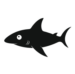 Sleek black silhouette of a shark in profile a powerful marine predator captured in a clean modern vector illustration