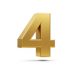 Obraz premium Gold Number 4, isolated on a white