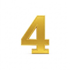 Fototapeta premium Gold Number 4, isolated on a white