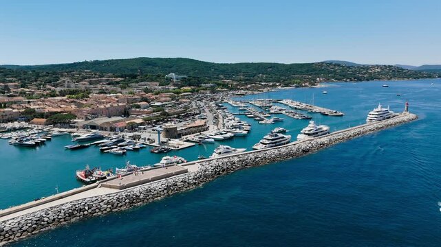 Saint-Tropez famous town on French Riviera Mediterranean Sea, luxury travel hotspot on South France