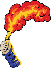 football fans supporter ultras hooligan holding flares illustration
