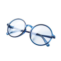 Fototapeta premium Round, blue-tinted eyeglasses angled slightly
