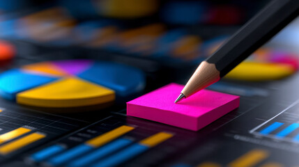 concept of quarterly report write on sticky notes on the table. A visual summary of financial data displayed on a flat surface using small paper notes.