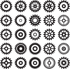 Assortment of Gear Wheel Designs A Diverse Collection of Mechanical Components for Engineering and Design Applications and Technical Illustrations