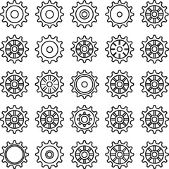 Pattern of Black and White Cogwheels An Array of Mechanical Elements For Designs Related to Technology and Industry
