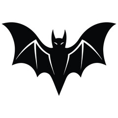 Black bat silhouette with outstretched wings and pointed ears white