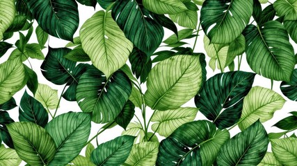 Vintage Green Leaves Wall Art - Elegant Botanical Print Decor