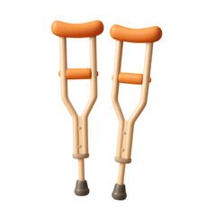 Pair of Medical Crutches Depicted on a Black Backdrop Illustration of Mobility Support and Healthcare
