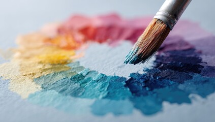 Colorful paint palette with brush