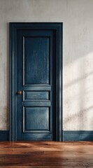 Dark blue door on a light wall