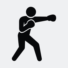 Silhouette boxer punching with gloves boxing match vector illustration