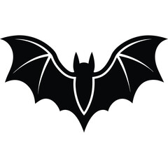 Black bat silhouette with spread wings vector