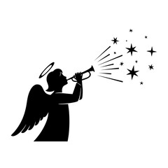  Abstract Angel with Halo and Radiating Trumpet Stars, Flat Icon
