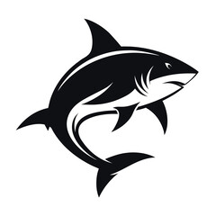 Dynamic black and white silhouette of a fierce shark in motion evoking power and the ocean s majesty