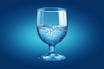 Digital Artwork of a Drinking Glass with Clear Liquid, Refreshing Hydration Concept Illustration