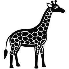 Black giraffe with patterned body white animal