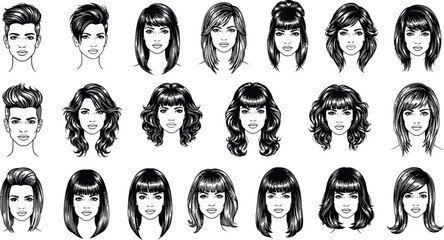 Vector hairstyles: women's haircut styles and trends