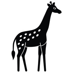 Black giraffe with white spots standing animal