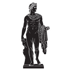Obraz premium Musical Apollo digital black silhouette, embodying his unique and appealing features – Apollo silhouette – Apollo Vector – Silhouette of Apollo – Greek god silhouette