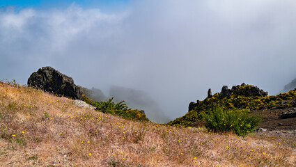 Mist covered mountains at Pico do Areeiro, Madeira