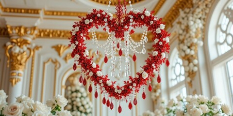 Valentine's Day Interior Design with Heart-Shaped Chandelier