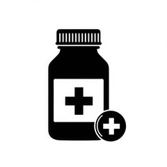 Obraz premium Medicine bottle with cross symbol isolated on white background
