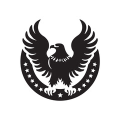A majestic vector coat of arms with a flying eagle or phoenix, featuring prominent wings as a powerful symbol of freedom and design