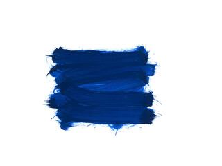 Fototapeta premium Vibrant blue paint stroke with textured brush details and a gold circle accent—perfect for modern ads, offers, text boxes, and creative sale designs on transparent background.